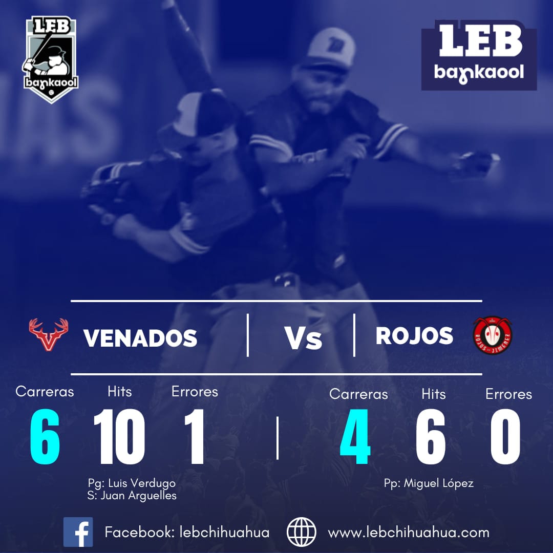 Venados vencen a domicilio a Rojos