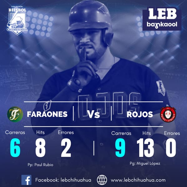 Rojos gana los 3 de la jornada