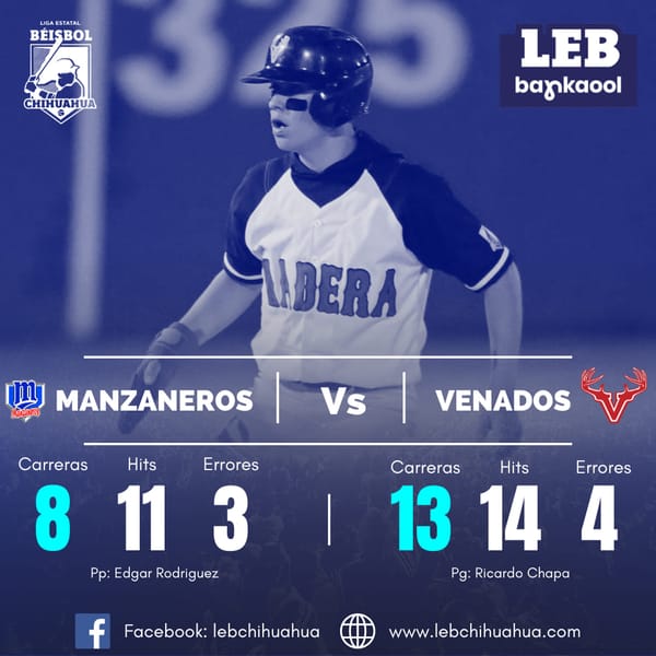 Venados empata la serie a Manzaneros