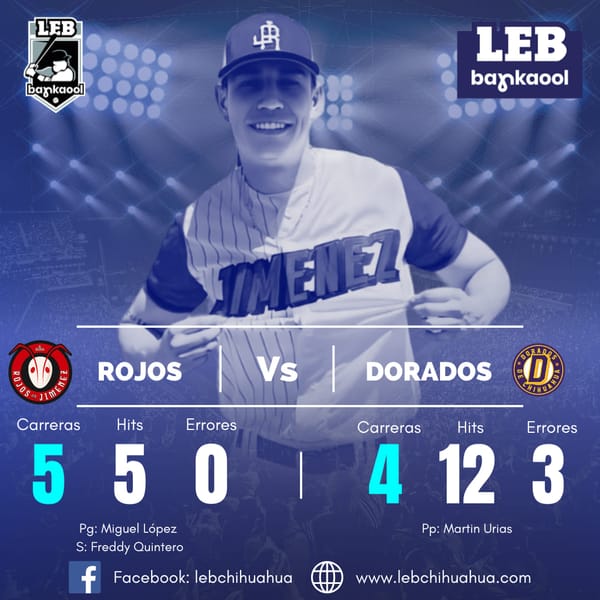 Rojos le da la vuelta y gana a Dorados